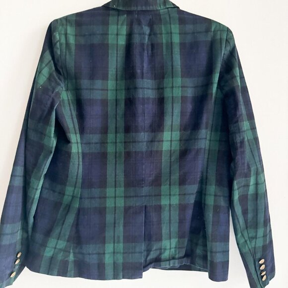 Lauren Ralph Lauren Blackwatch Plaid Blue Green Cotton Blazer 12 - Picture 8 of 11